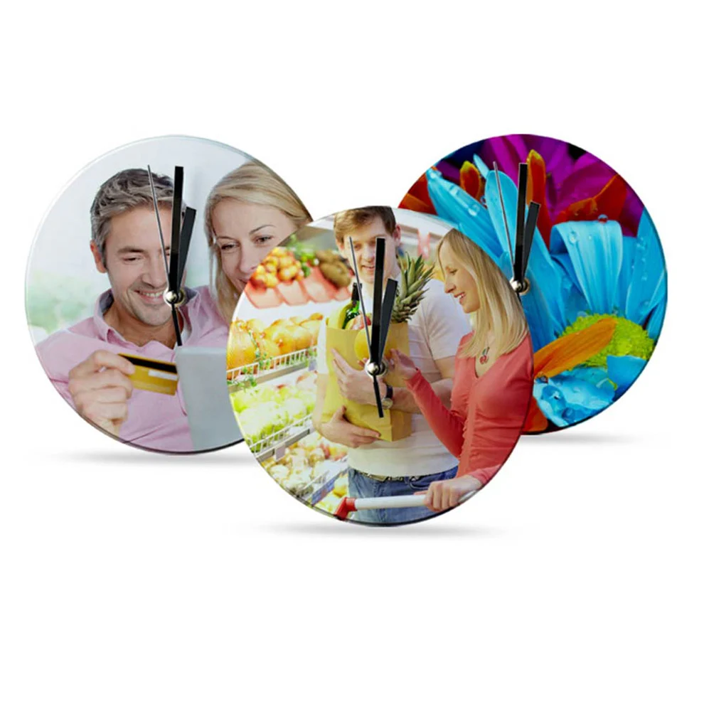 Ceas sticlă sublimare rotund – 18 cm, decor modern pentru casă